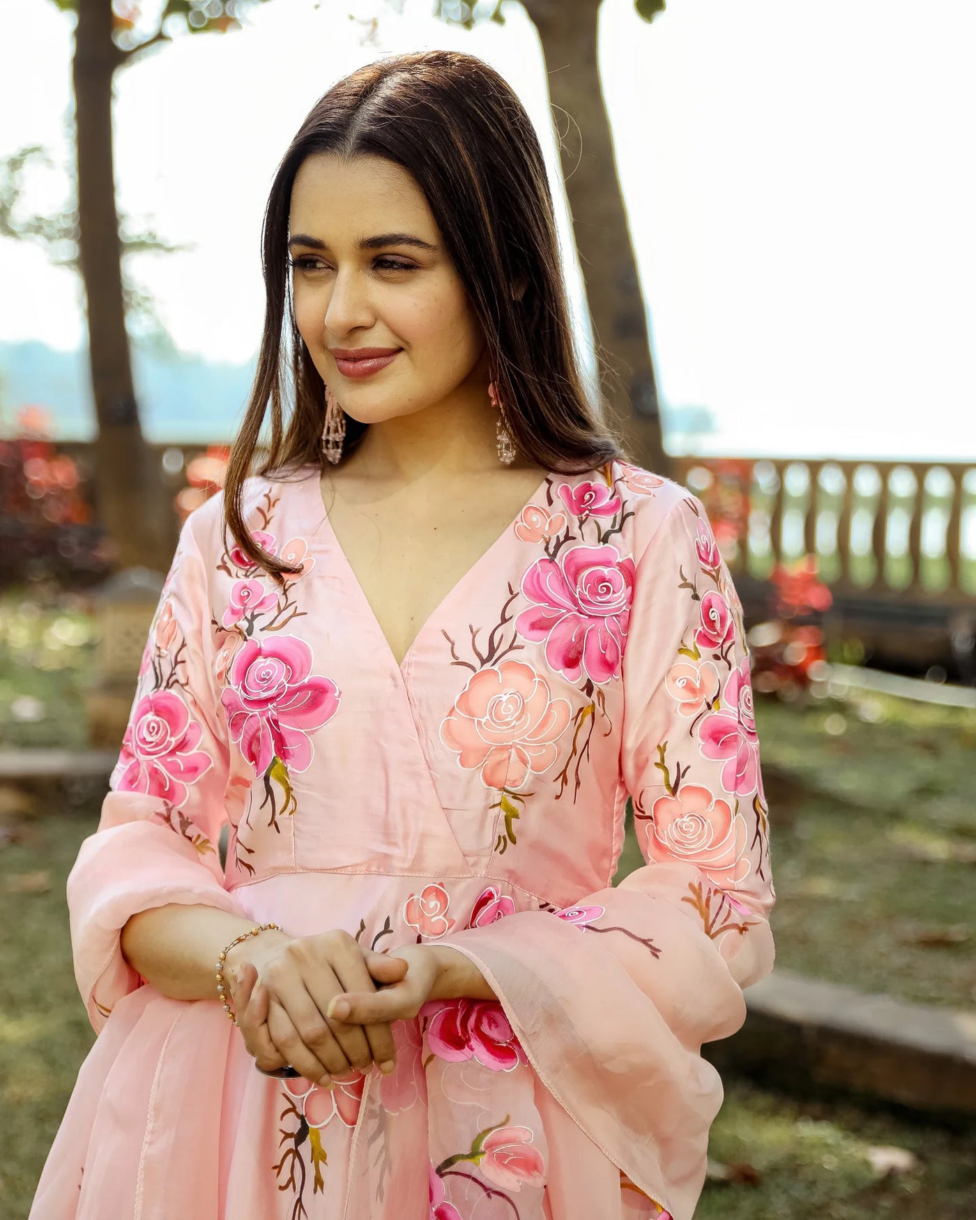 Moss Peach Handpainted Suit Set