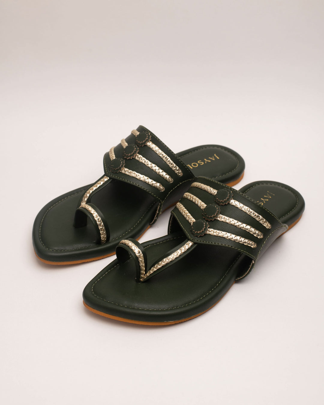 Jalsa Olive Green Kolha Flats 