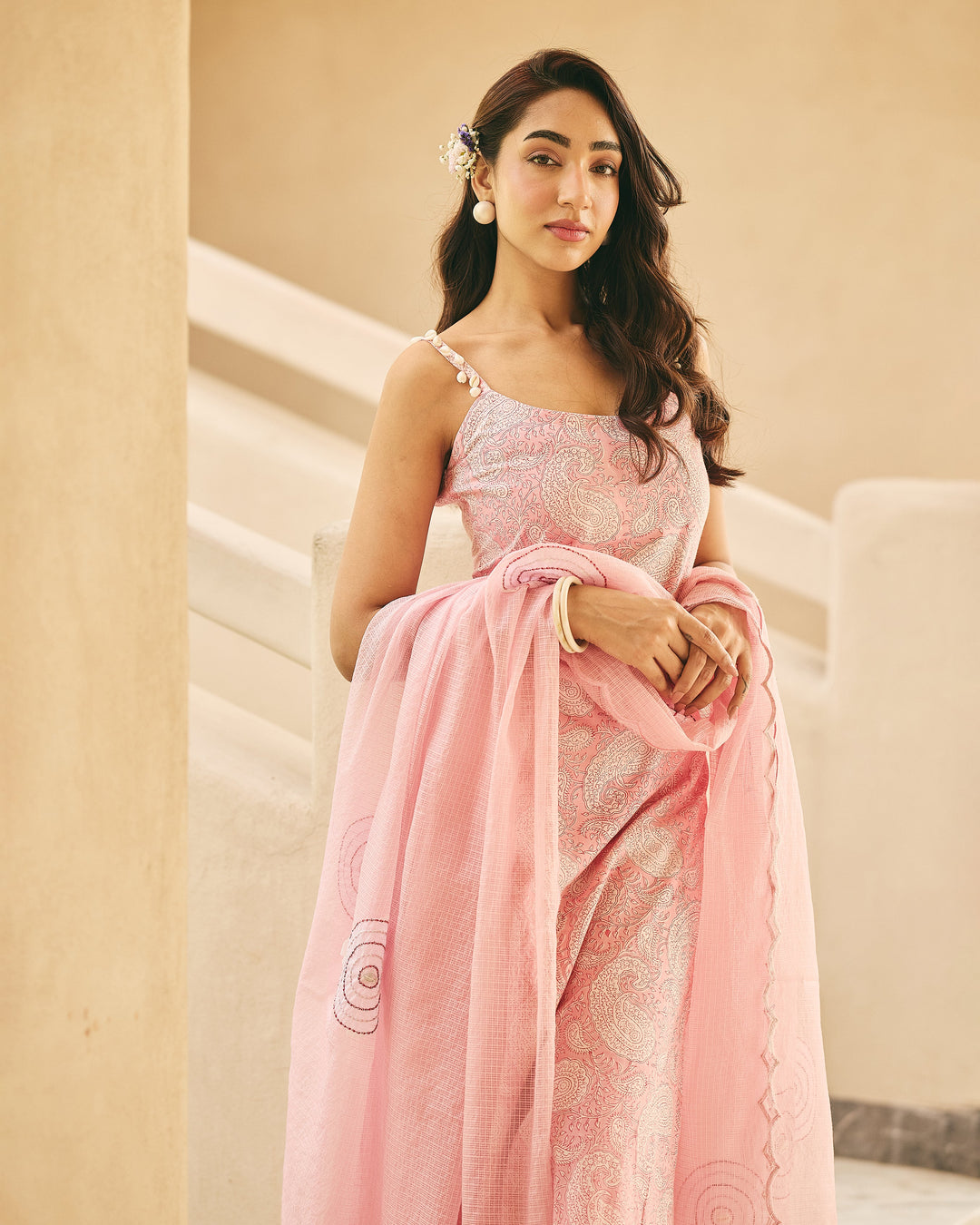 Shrusti Pink Cotton Printed Suit Set