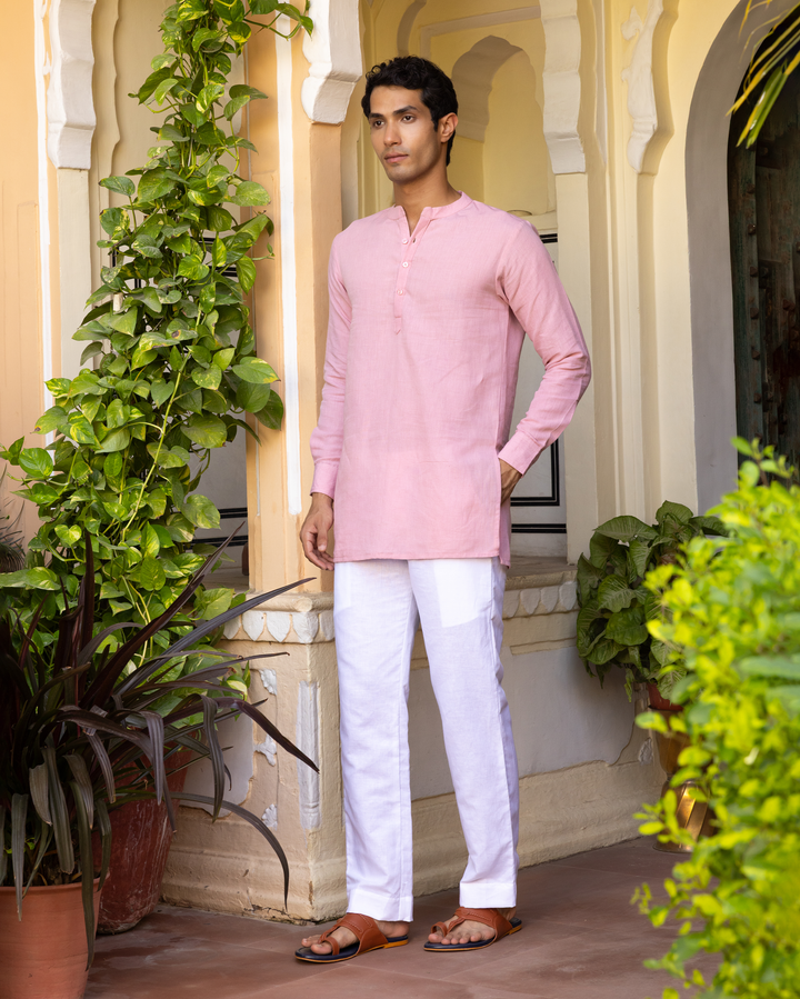 Neel Nude Pink Solid Cotton Flex Kurta