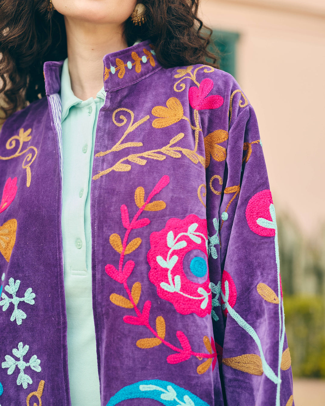 Violetta Purple Velvet Suzani Jacket
