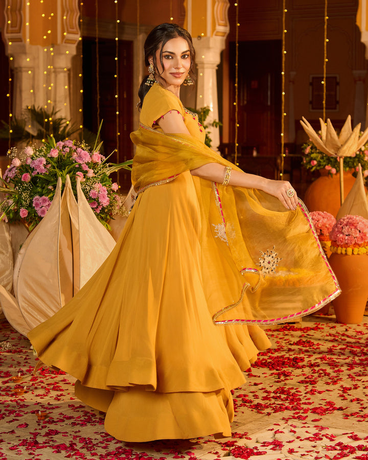 Ujjvika Mustard Embroidered Georgette Suit Set