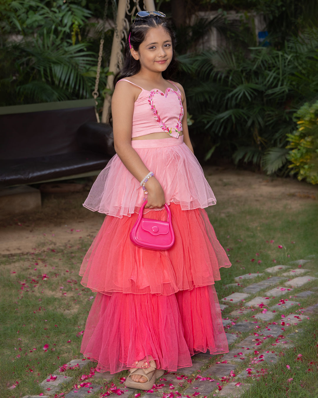 Cookie Pink Handpainted Tulle Coord Set