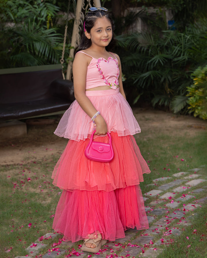 Cookie Pink Handpainted Tulle Coord Set
