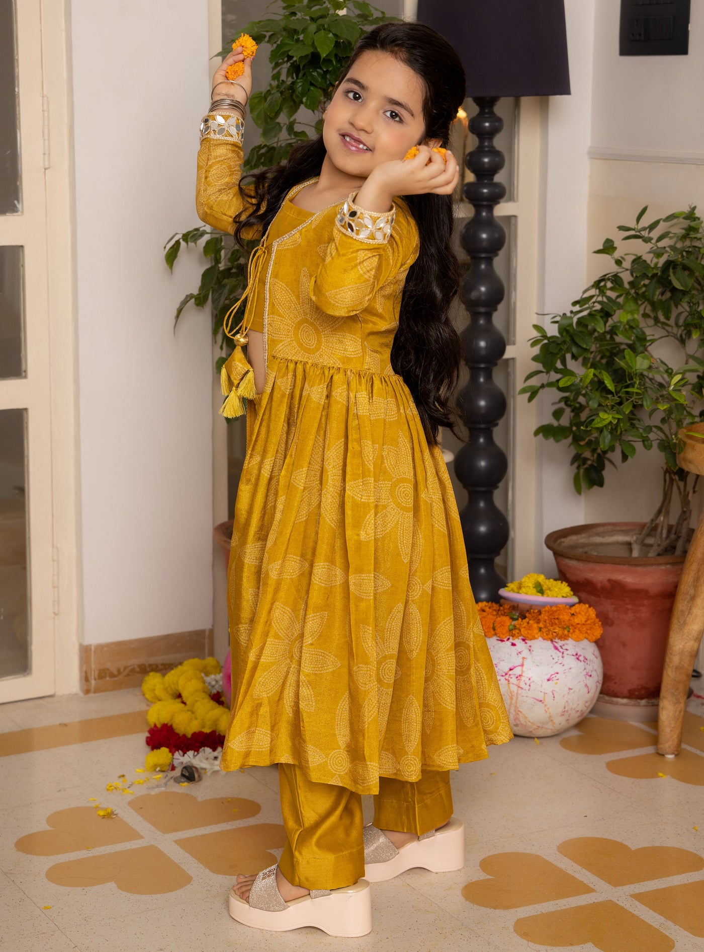 Tara Mustard Bandhani Chanderi Coord Set