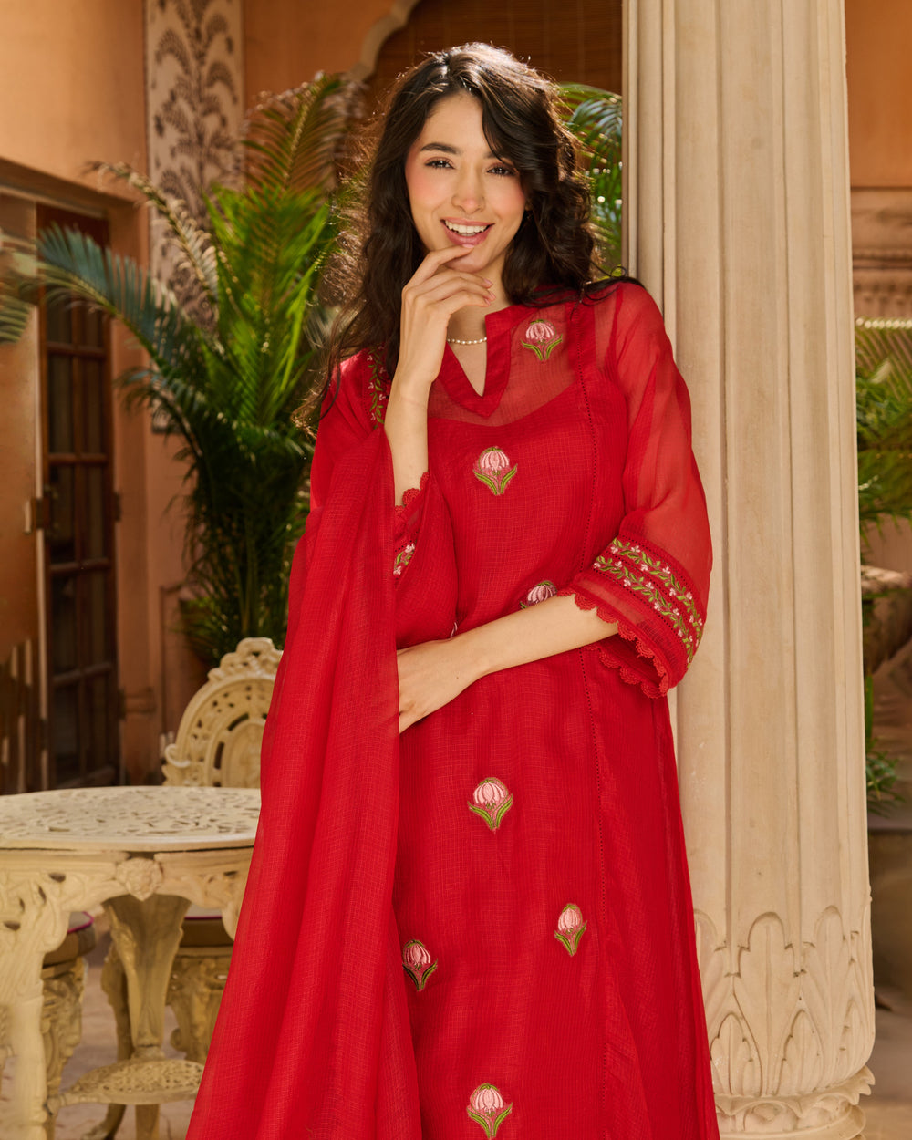 Riva Red Embroidered Doria Suit Set