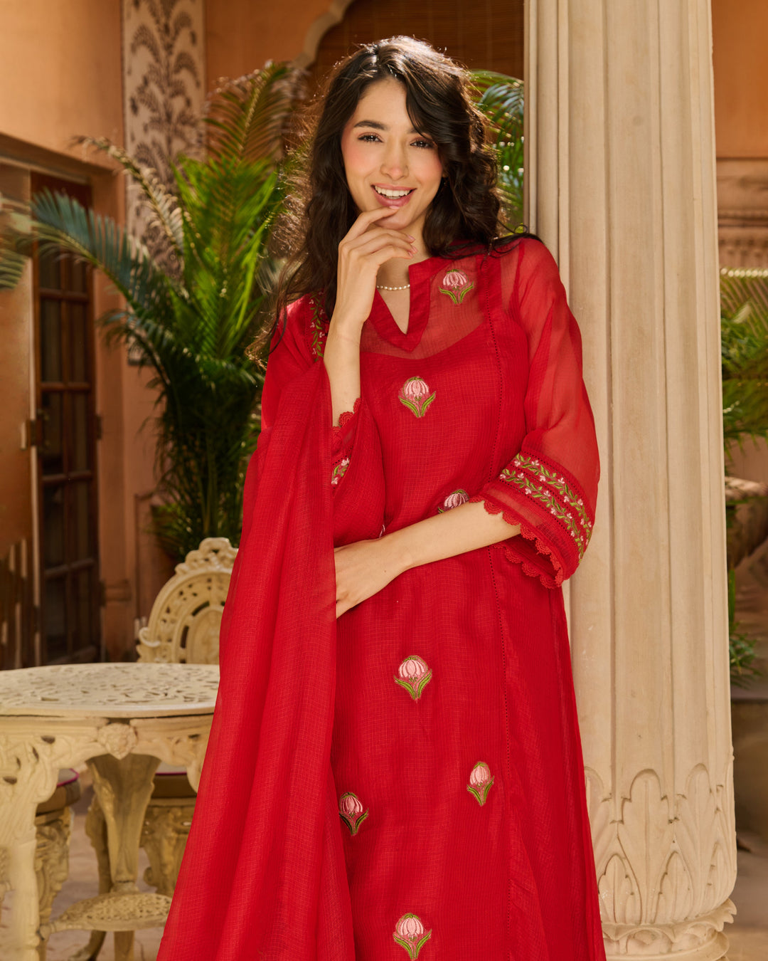 Riva Red Embroidered Doria Suit Set