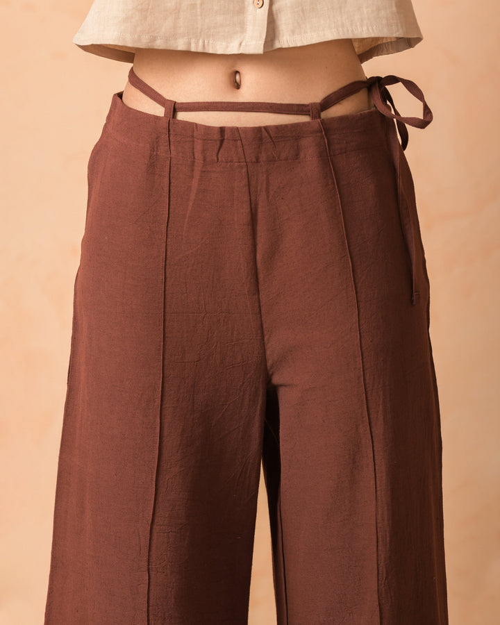 Aevy Brown Flex Solid Flared Pants