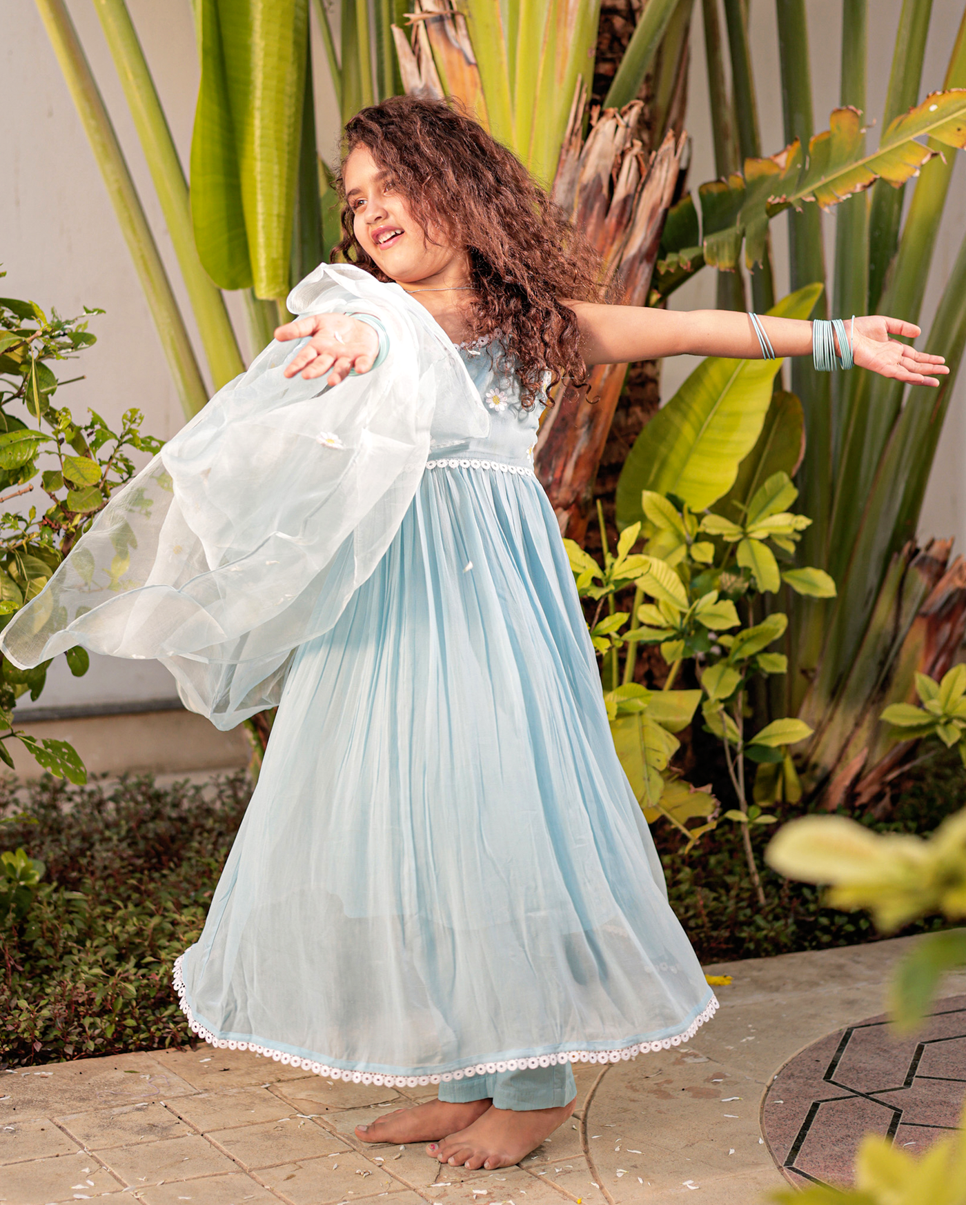 Daisy Darling Blue Georgette Suit Set
