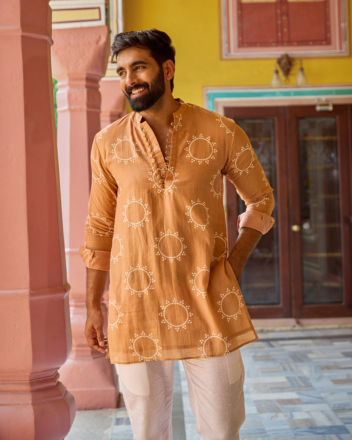 Devraj Brown Bandhani Chanderi Kurta