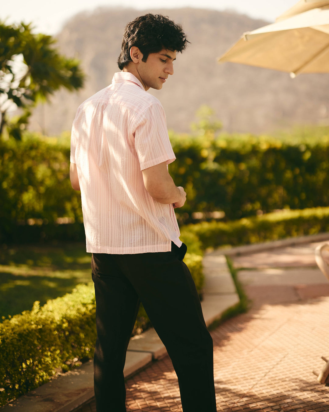 Piko Pink Cotton Dobby Embroidered Shirt