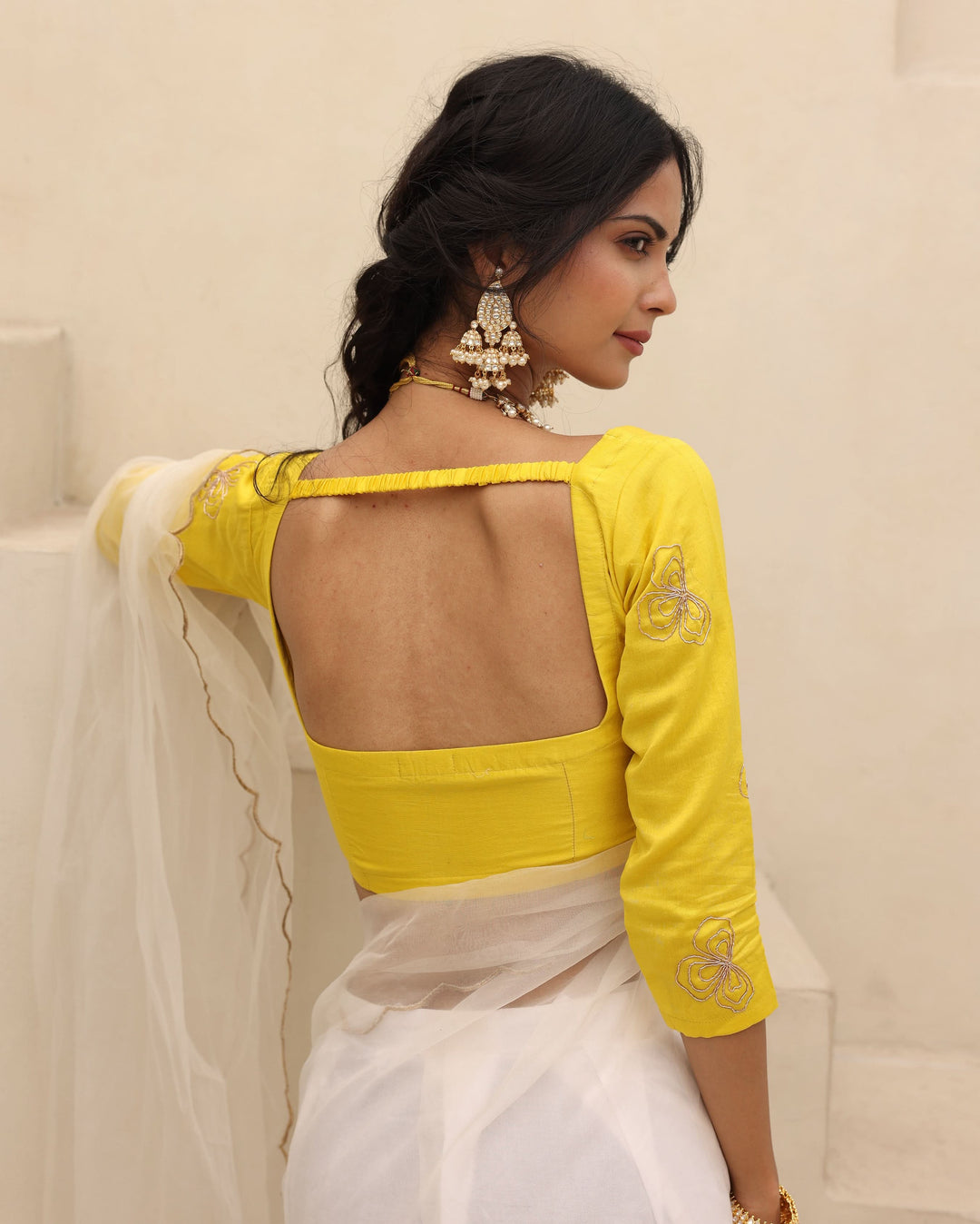 Kesar Yellow Chanderi Embroidered Blouse