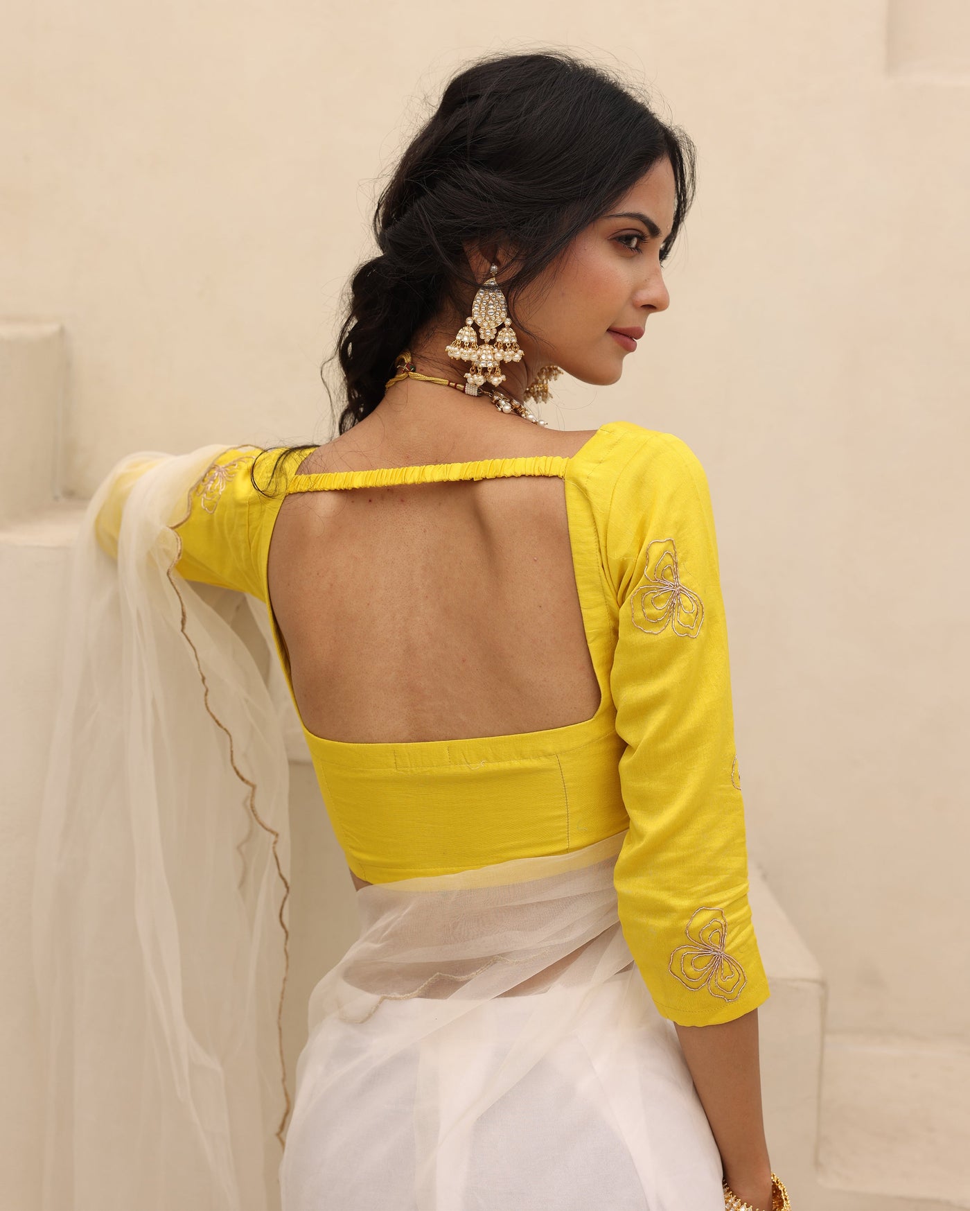 Kesar Yellow Chanderi Embroidered Blouse