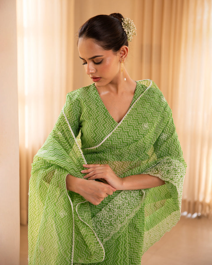 Nirmal Green Doria Embroidered Saree