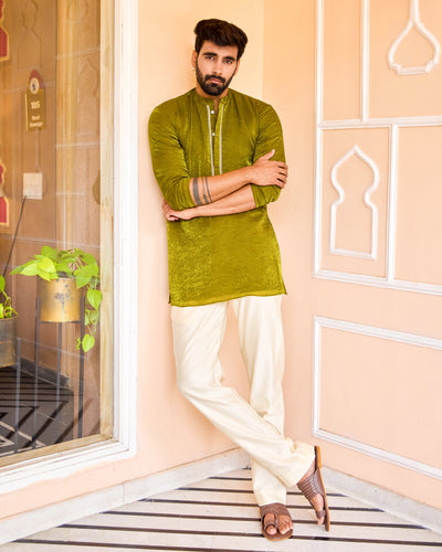 Chandraksh Green Tissue Kurta