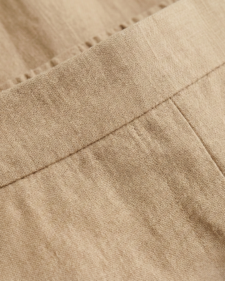 Elena Light Creamish Brown Linen Straight Pants