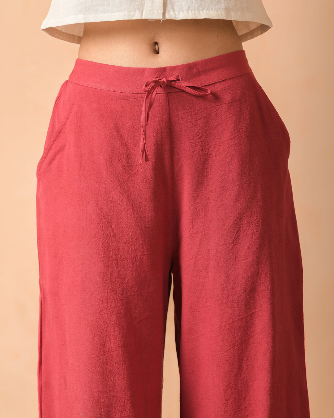 Brisa Red Flex Embroidered Flared Pants