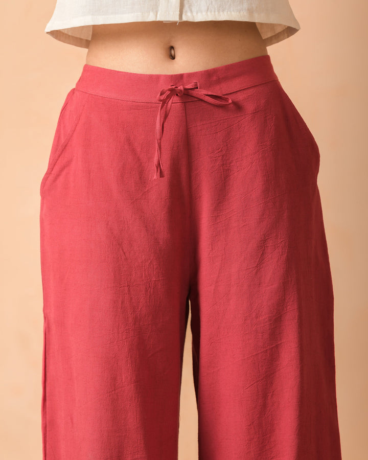 Brisa Red Flex Embroidered Flared Pants