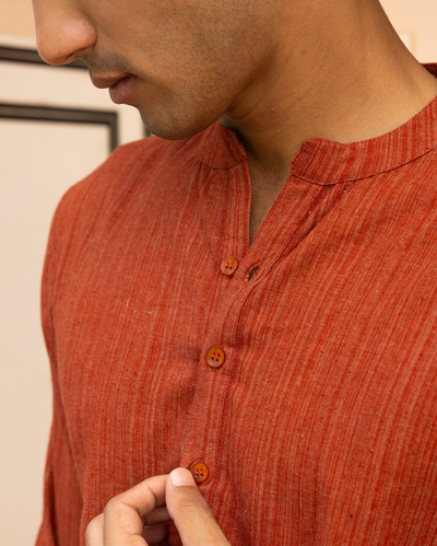Shaurya Black Solid Linen Kurta