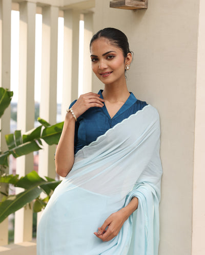 Zoya Blue Satin Blouse