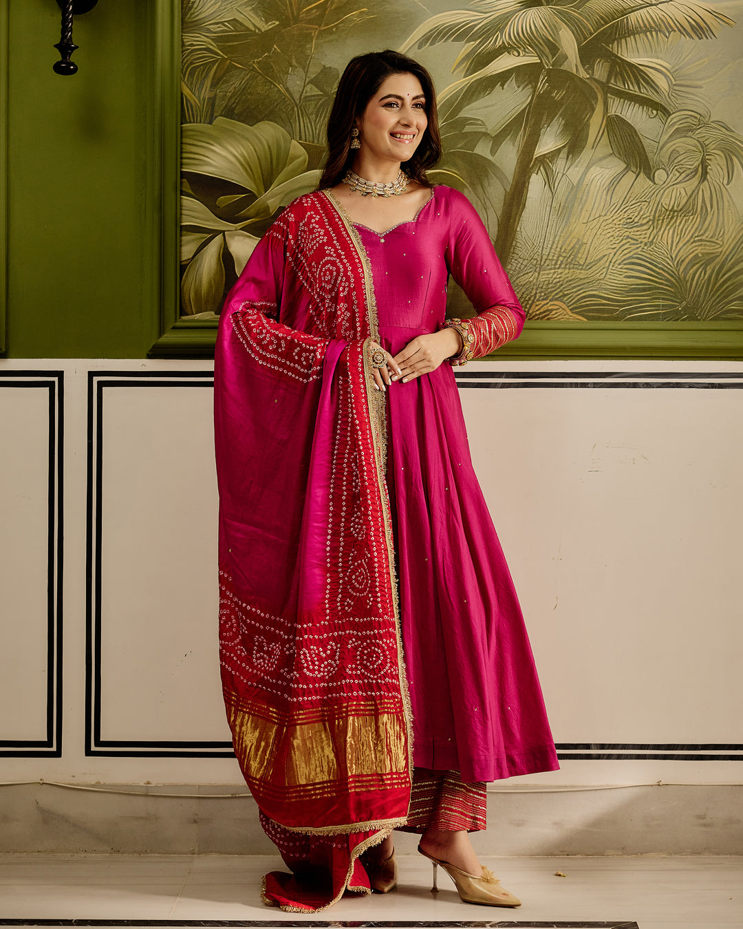Shagun Pink Embroidered Chanderi Suit Set
