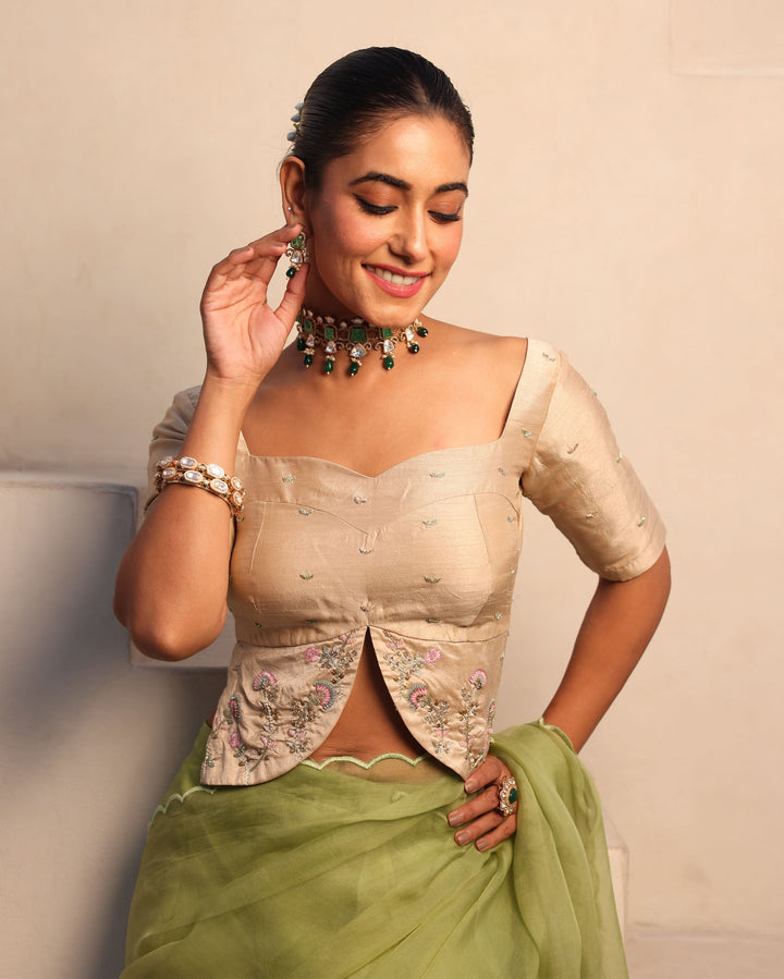 Gulabo Ivory Silk Embroidered Blouse
