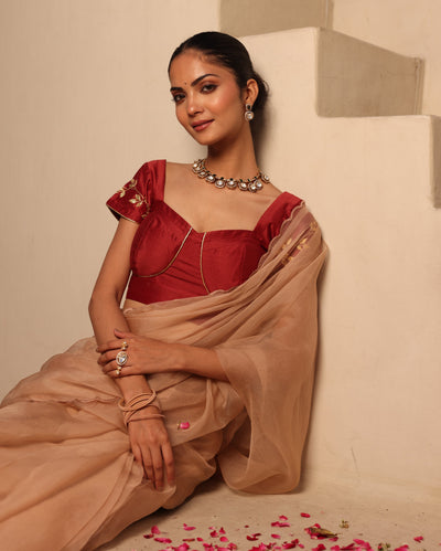 Nayra Maroon Chanderi Gotapatti Blouse