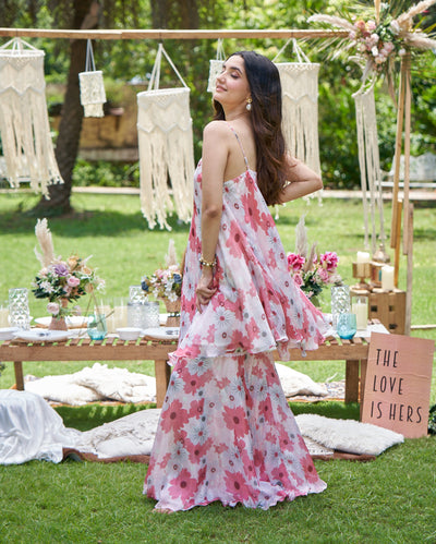 Nitara Rust Printed Silk Coord Set 