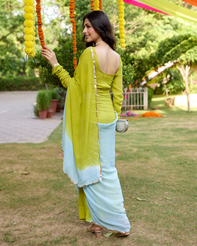 Punya Multi Tie Dye Georgette Pre Draped Saree
