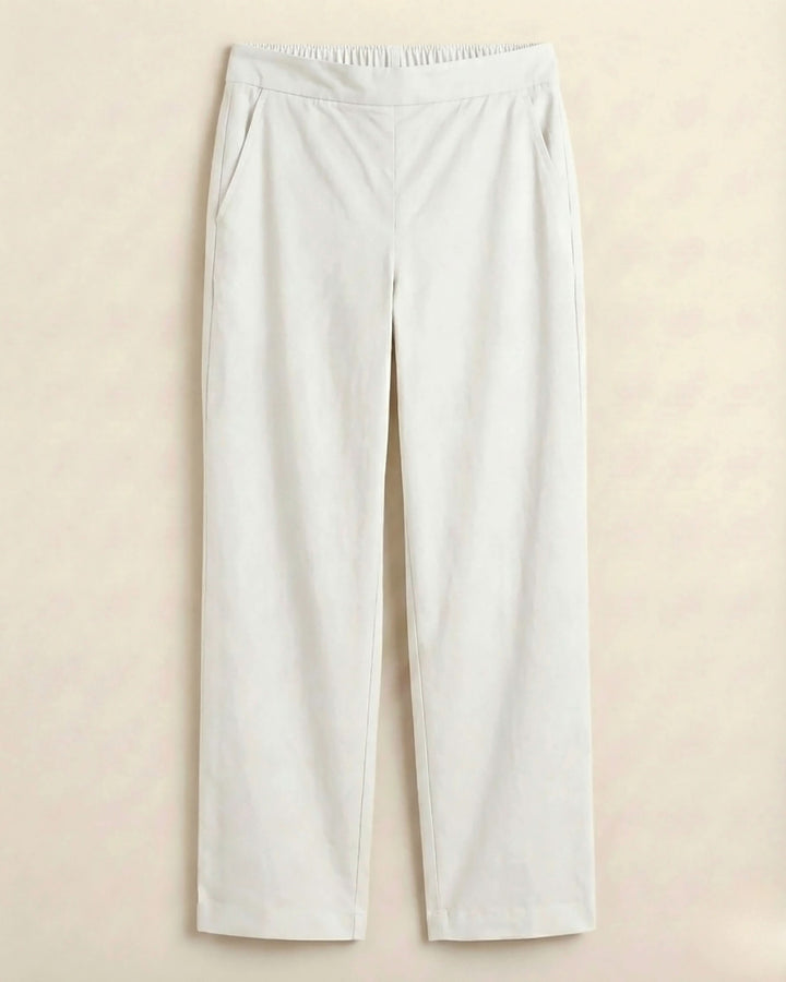 Sharika White Cotton Straight Pants