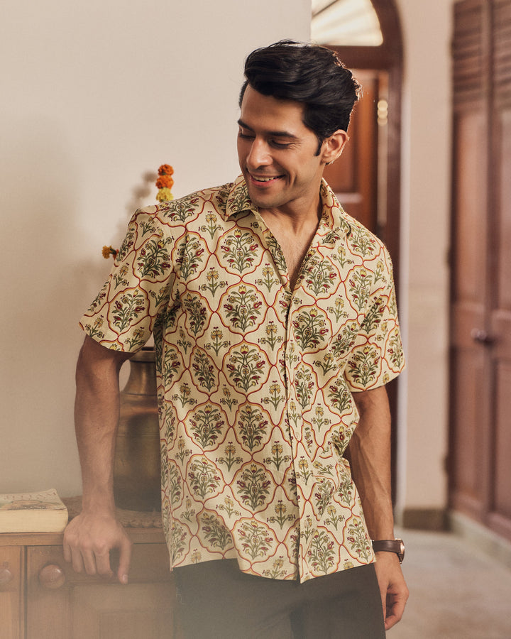 Ruhan Yellow Printed Cotton Shirt