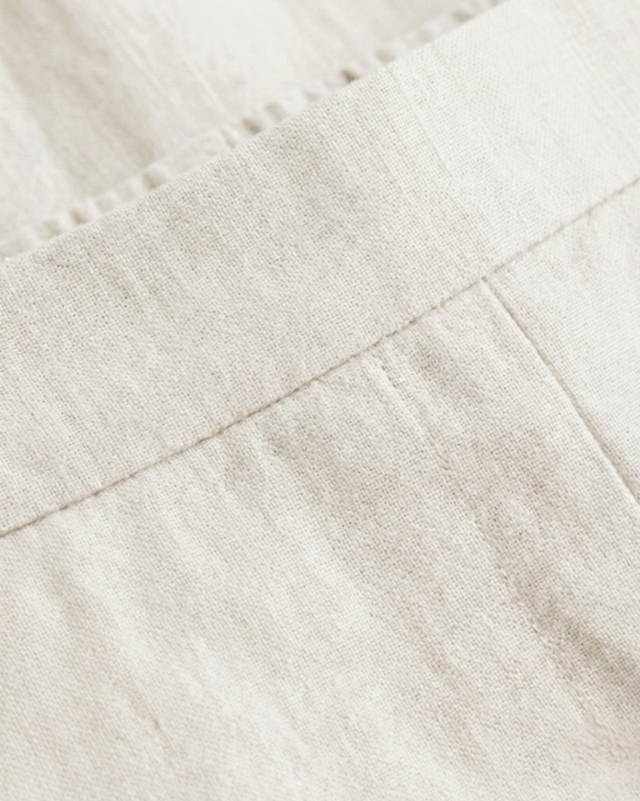Amora off-white Linen Straight Pants