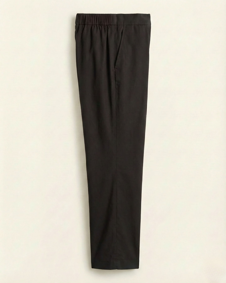 Soni Black Cotton Straight Pants