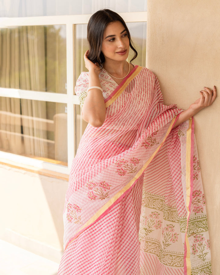 Suhana Pink Doria Printed Saree