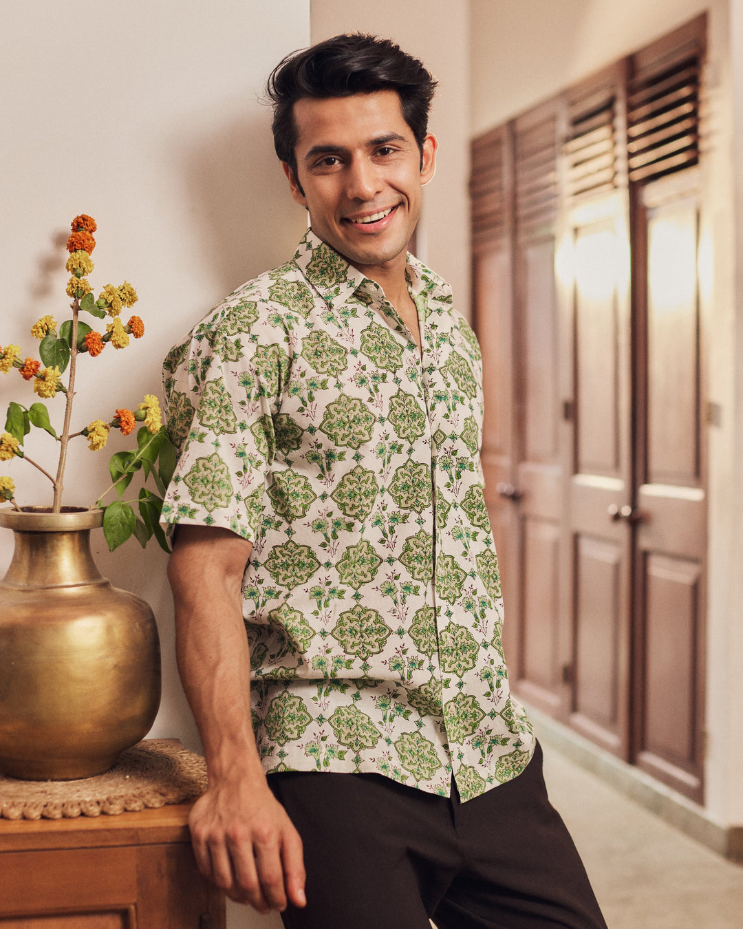 Viren White Printed Cotton Shirt