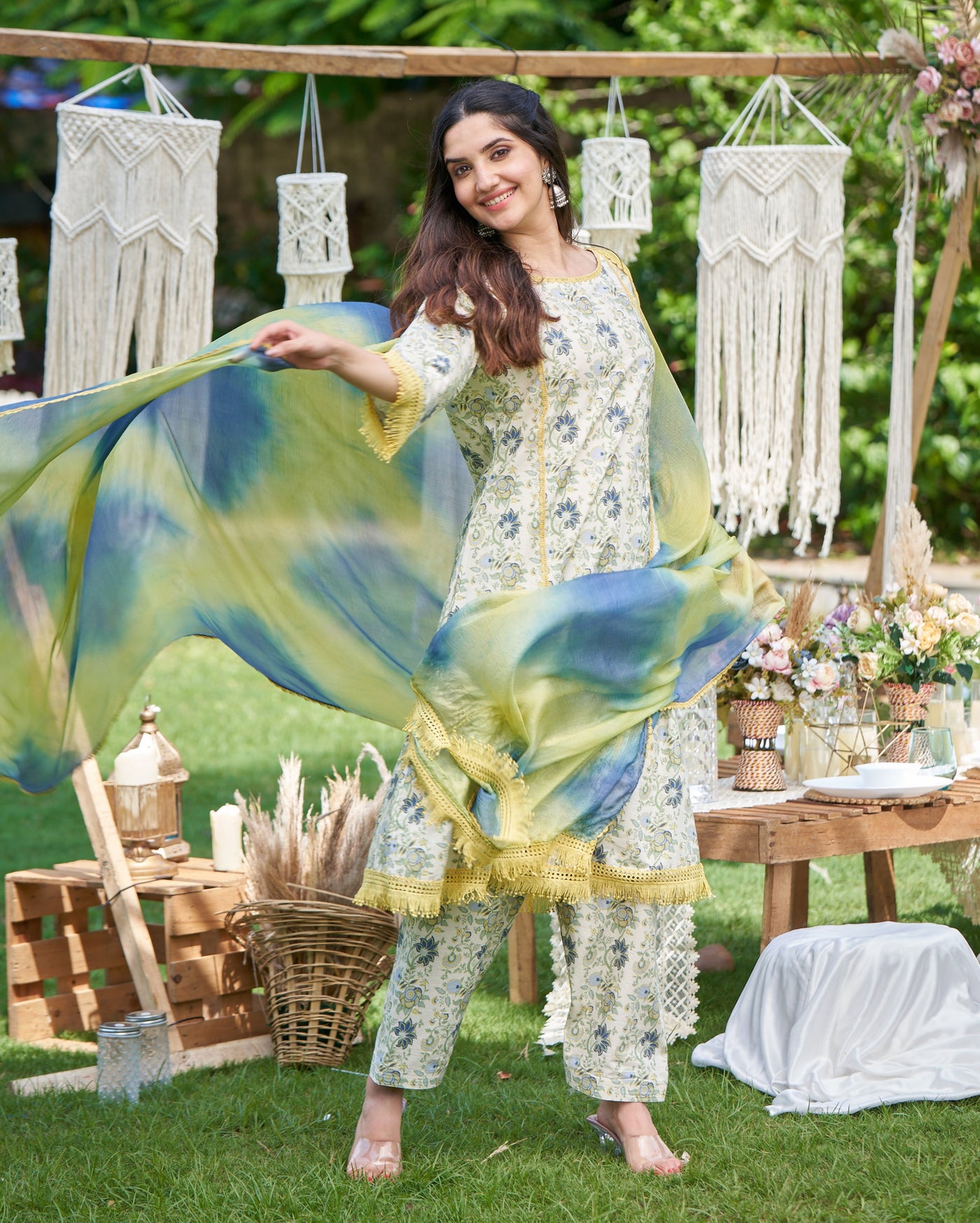 Dityaa Mint Printed Cotton Suit Set