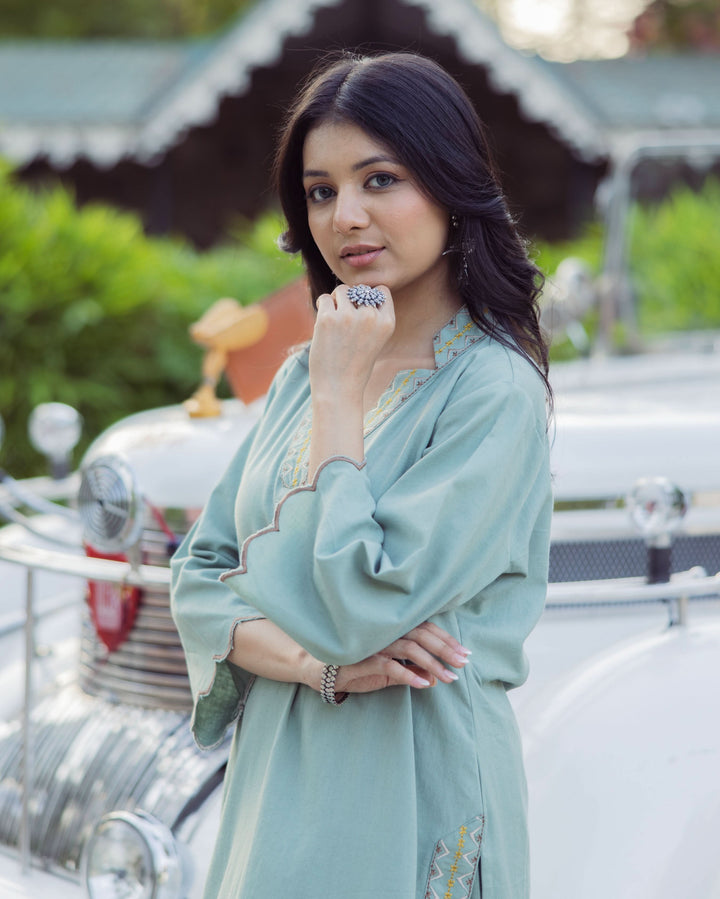 Harmony Green Embroidered Flex Kurta Set
