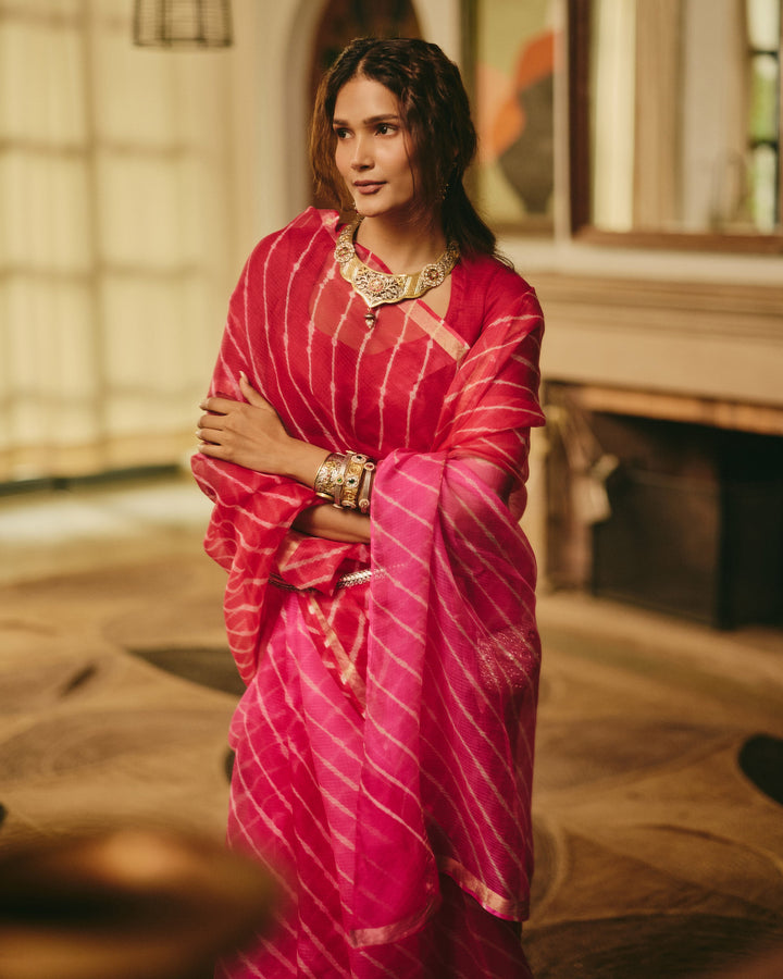 Vastram Red Doria Leheriya Saree