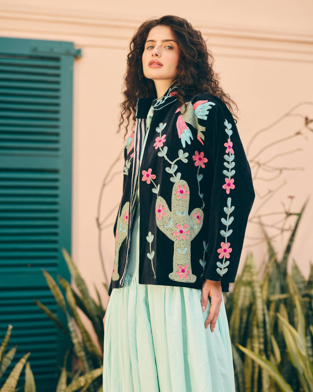 Nocturne Black Velvet Suzani Jacket