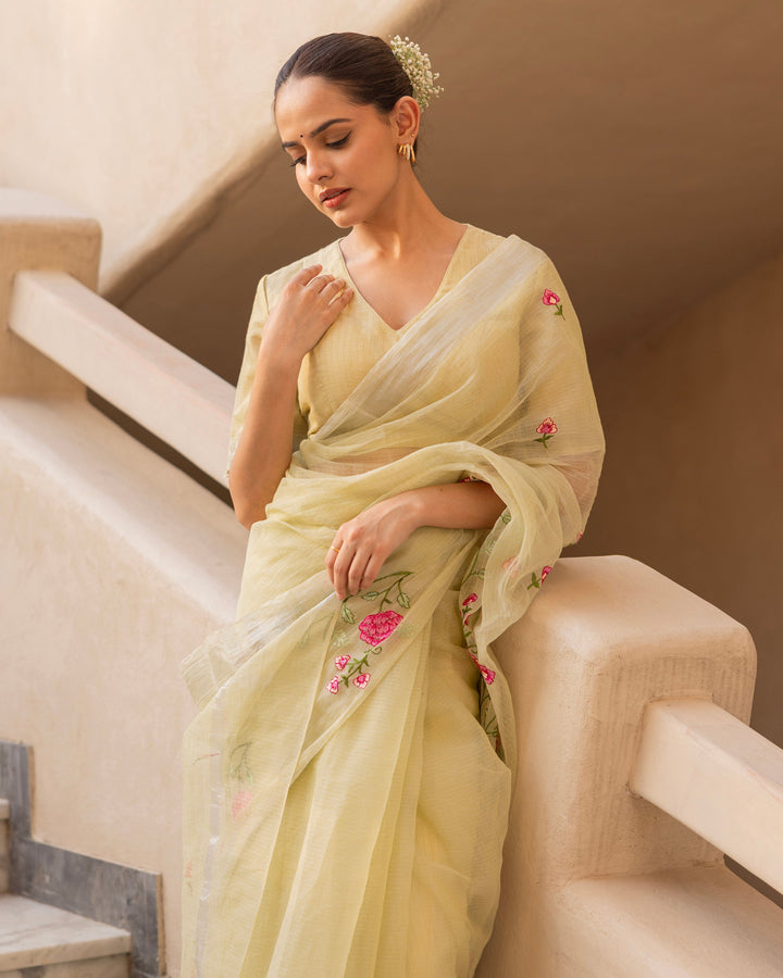 Gulora Light Green Doria Embroidered Saree