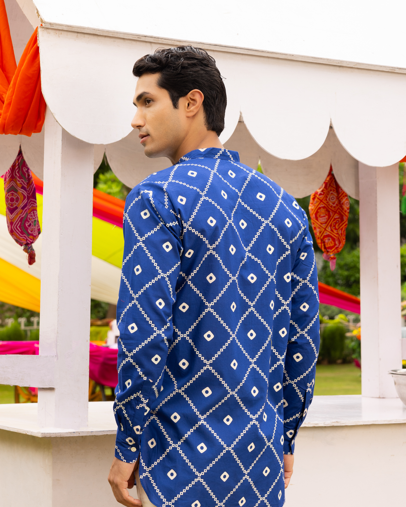 Vedvik Blue Bandhani Cotton Kurta
