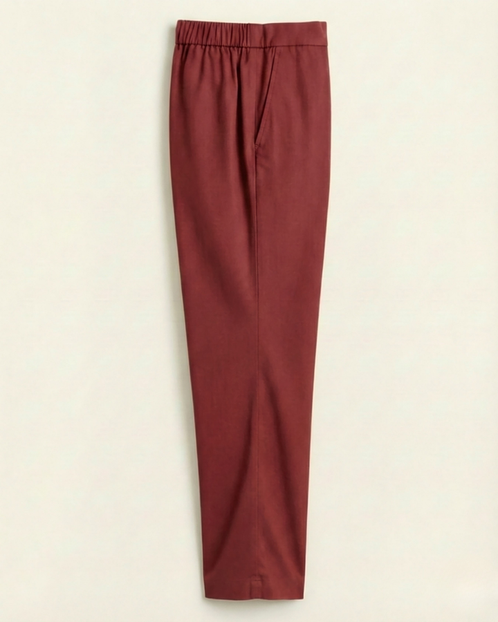 Anna Maroon Cotton Straight Pants