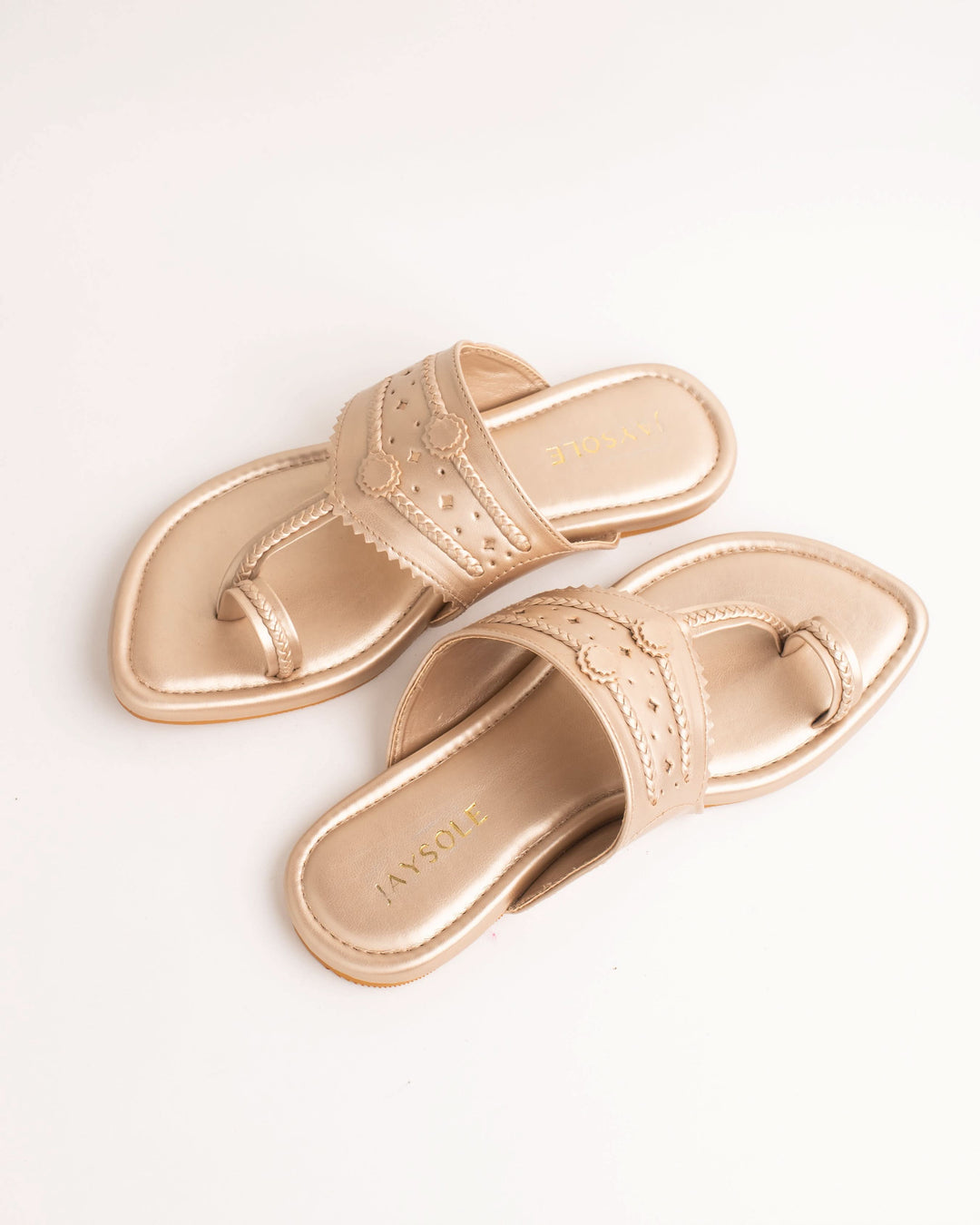 Jashn Rosegold Solid Kolha Flats 