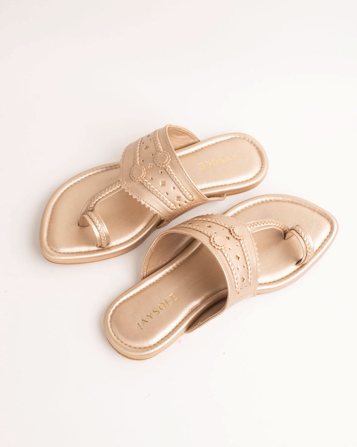 Jashn Rosegold Solid Kolha Flats 