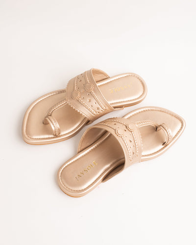 Jashn Rosegold Solid Kolha Flats 