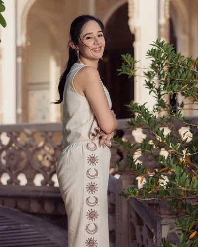 Gem Cream Embroidered Flex Coord Set