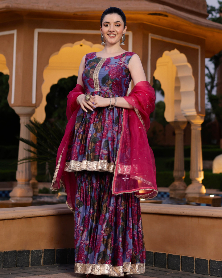 Srini Chanderi Sharara Set