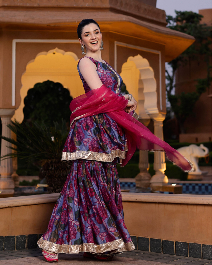 Srini Chanderi Sharara Set