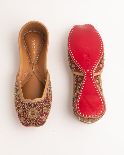 Marwa Maroon Handcrafted Jutti