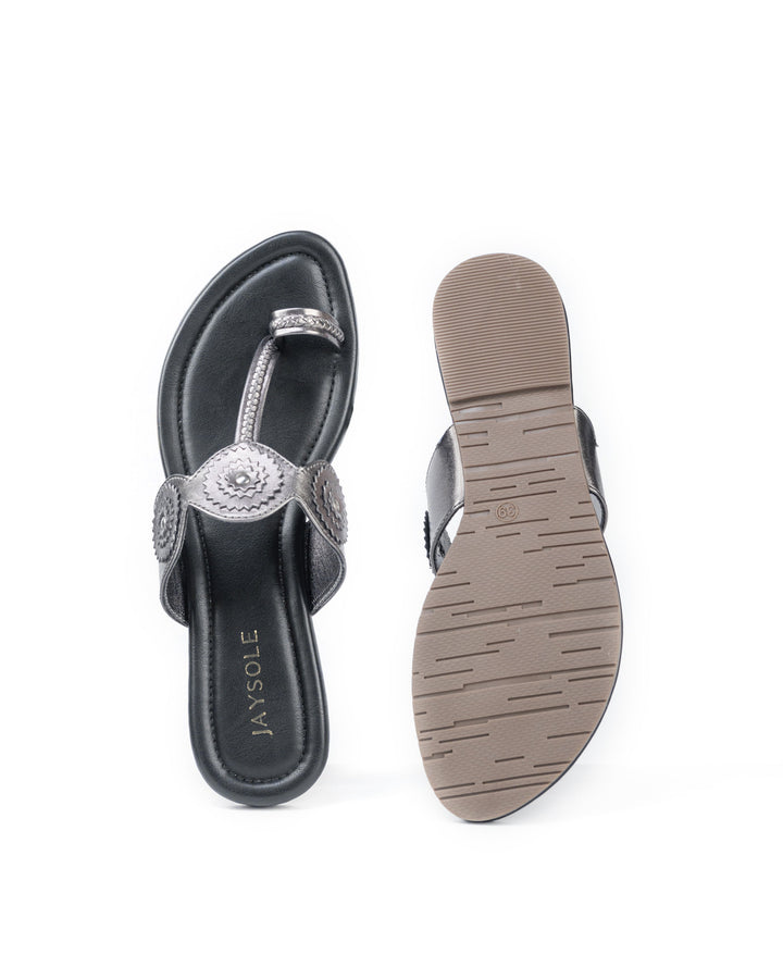 Crown Black Kolha Flats